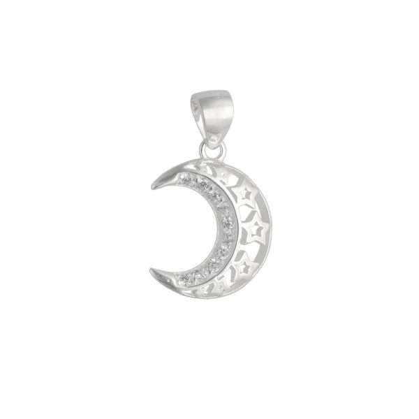 COLGANTE LUNA Y ESTRELLAS CALADAS MICROCIRCÓN
