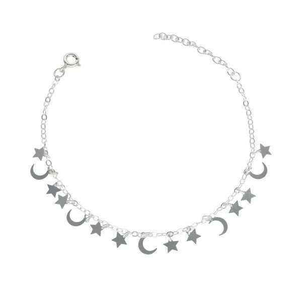 PULSERA ESTRELLAS Y LUNAS COLGANTES
