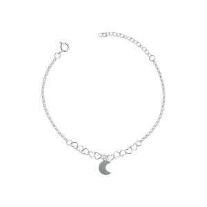 PULSERA ROLO CON CORAZONES ENTRELAZADOS Y LUNA COLGANTE