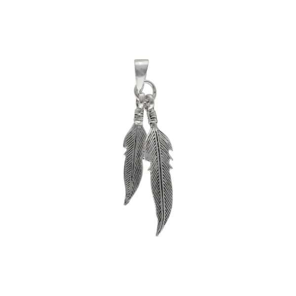 COLGANTE PLUMAS PLATA ENVEJECIDA