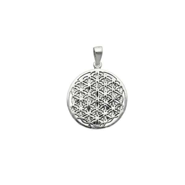 COLGANTE FLOR DE LA VIDA PLATA ENVEJECIDA