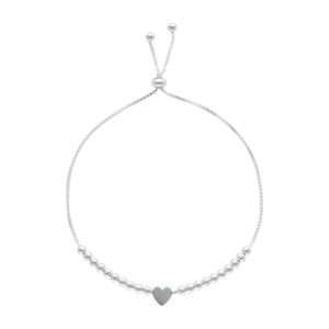 PULSERA AJUSTABLE CORAZÓN CON BOLITAS