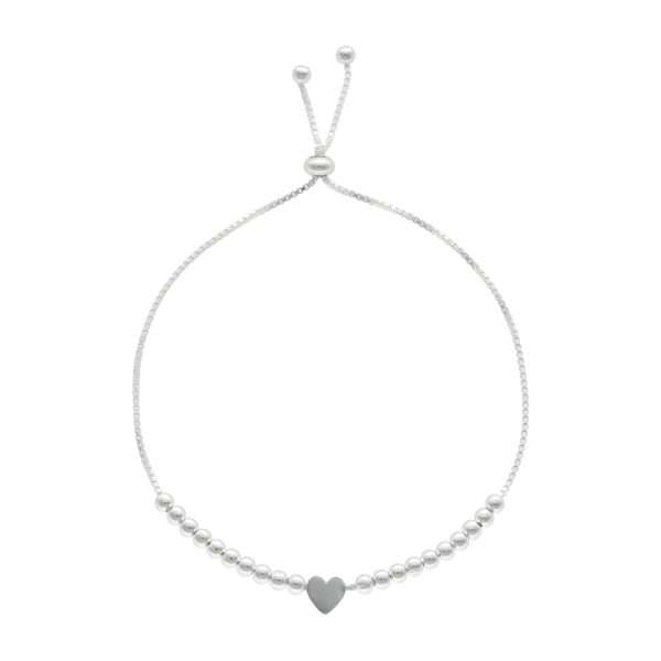 PULSERA AJUSTABLE CORAZÓN CON BOLITAS