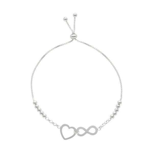 PULSERA AJUSTABLE INFINITO CORAZÓN CON BOLITAS
