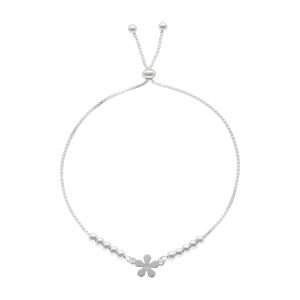 PULSERA AJUSTABLE FLOR CON BOLITAS.
