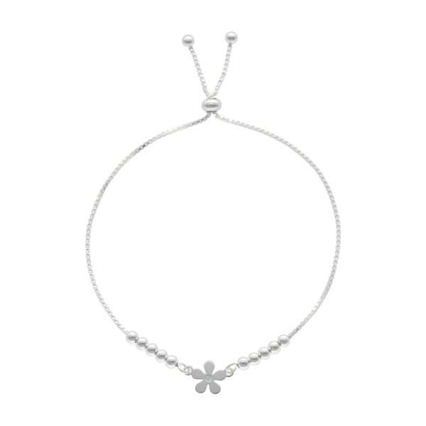 PULSERA AJUSTABLE FLOR CON BOLITAS.
