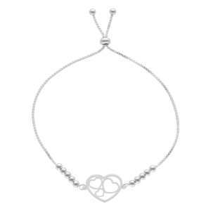 PULSERA AJUSTABLE TRES CORAZONES CALADOS