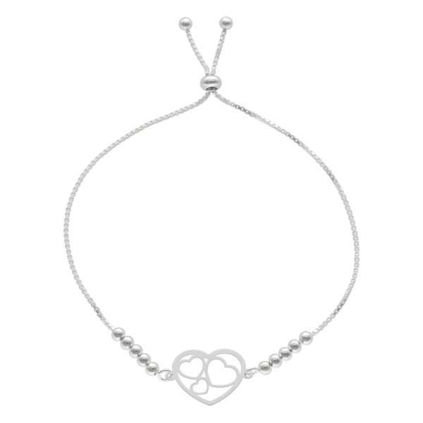PULSERA AJUSTABLE TRES CORAZONES CALADOS