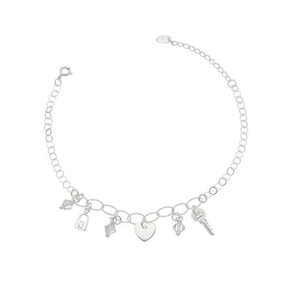 PULSERA CORAZÓN, LLAVE Y CANDADO