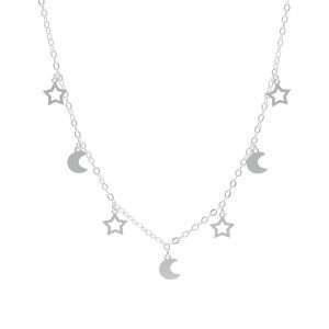 COLLAR ESTRELLAS Y LUNAS COLGANTES