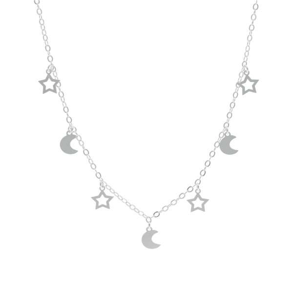 COLLAR ESTRELLAS Y LUNAS COLGANTES