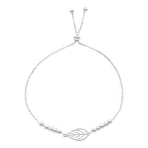 PULSERA AJUSTABLE HOJA CALADA BOLITAS