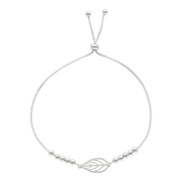 PULSERA AJUSTABLE HOJA CALADA BOLITAS