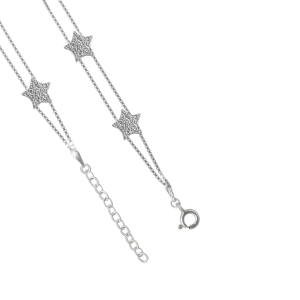 PULSERA DOBLE ESTRELLAS SATINADAS