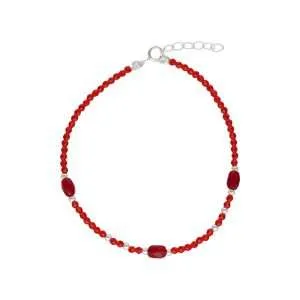 PULSERA CIRCÓN ROJO Y BOLITAS DE PLATA