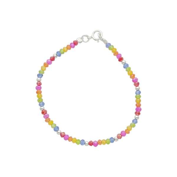 PULSERA MOSTACILLA MULTICOLOR BOLITAS DE PLATA