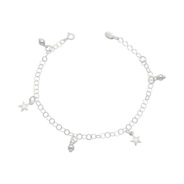 PULSERA ESTRELLAS Y BOLITAS COLGANTES