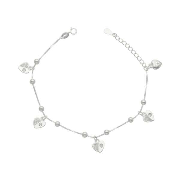 PULSERA CORAZÓN Y BOLITAS MICROCIRCÓN