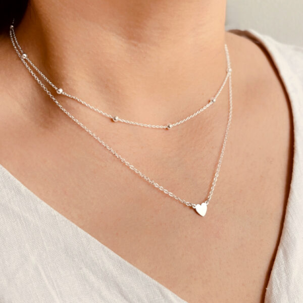 COLLAR DOBLE, BOLITAS, CORAZÓN - Imagen 2