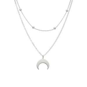 COLLAR DOBLE, BOLITAS, LUNA INVERTIDA