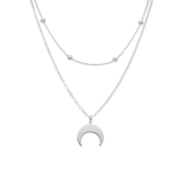 COLLAR DOBLE, BOLITAS, LUNA INVERTIDA