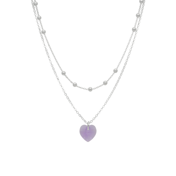 COLLAR DOBLE, BOLITAS, CORAZÓN CIRCÓN - Imagen 2