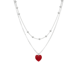 COLLAR DOBLE, BOLITAS, CORAZÓN CIRCÓN