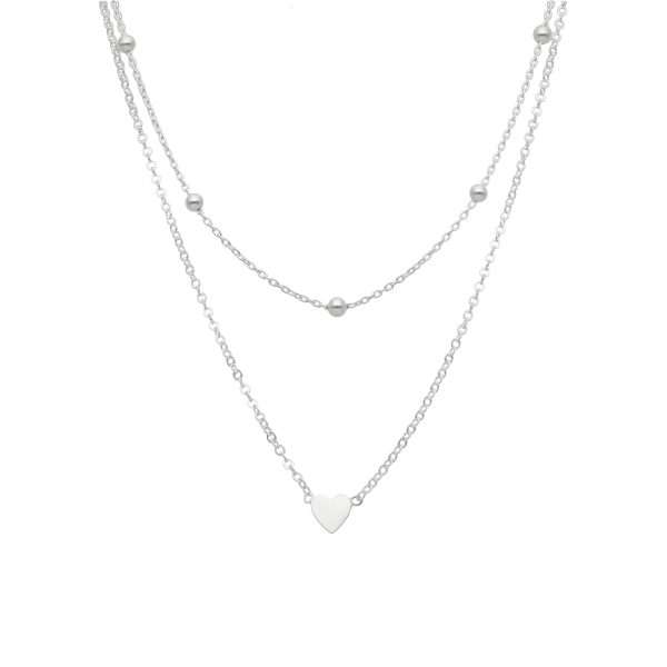 COLLAR DOBLE, BOLITAS, CORAZÓN