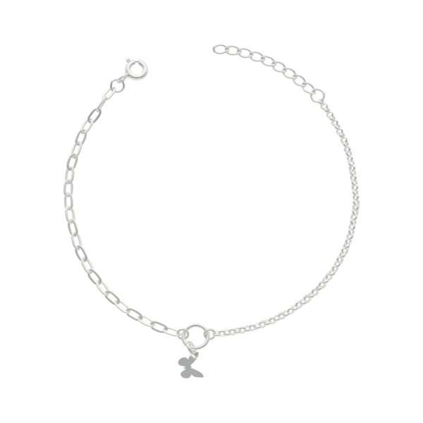 PULSERA ROLO LIMADA, MARIPOSAS COLGANTES