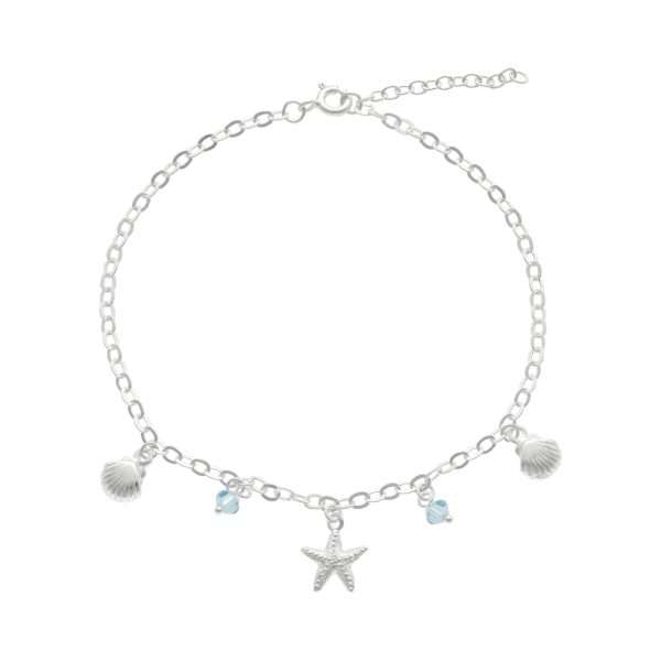 TOBILLERA ESTRELLA, CONCHAS DE MAR CON CIRCONES