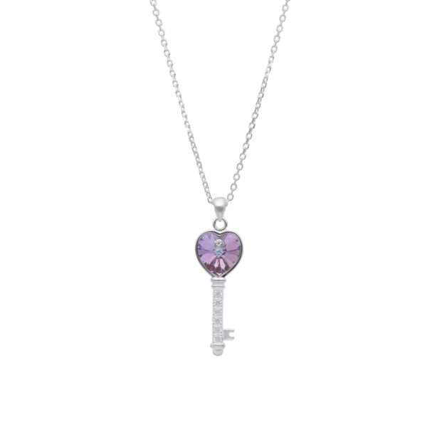 COLLAR LLAVE CORAZÓN TORNASOL - Imagen 2