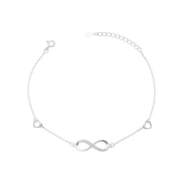 PULSERA INFINITO CORAZONES MICROCIRCÓN