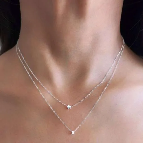 COLLAR DOBLE LUNA ESTRELLA