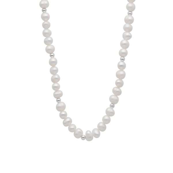 COLLAR PERLA DE RÍO 5 MM BOLITA DE PLATA 3 MM