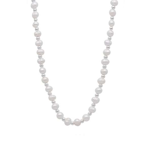 COLLAR PERLA DE RÍO 5 MM BOLITA DE PLATA 3 MM