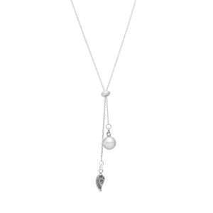 COLLAR AJUSTABLE ALA, BOLITA PLATA ENVEJECIDA