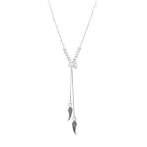 COLLAR AJUSTABLE BOLITA, ALA PLATA ENVEJECIDA