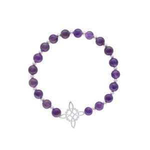 PULSERA ELÁSTICADA, PIEDRA NATURAL, NUDO DE BRUJA