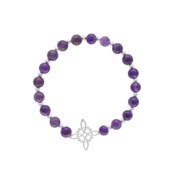 PULSERA ELÁSTICADA, PIEDRA NATURAL, NUDO DE BRUJA