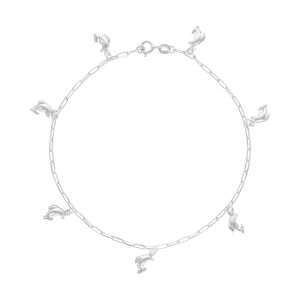 TOBILLERA LIMADA, DELFINES COLGANTES