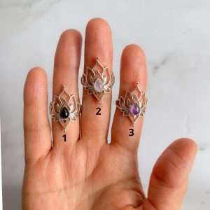 ANILLO FLOR DE LOTO PIEDRA NATURAL