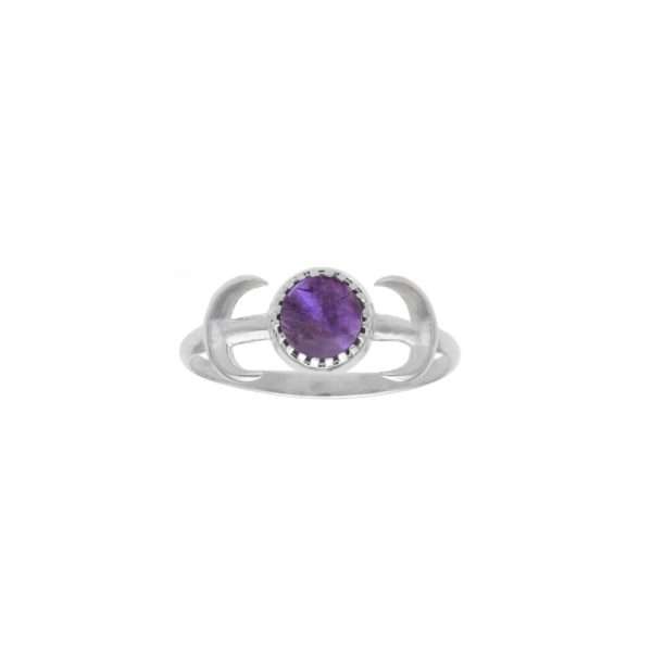 ANILLO DOBLE LUNA PIEDRA NATURAL - Imagen 2
