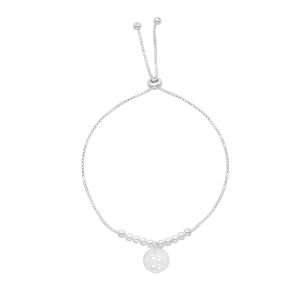 PULSERA AJUSTABLE BOLITAS MEDALLA CORAZÓN HUELLA DE PERRO