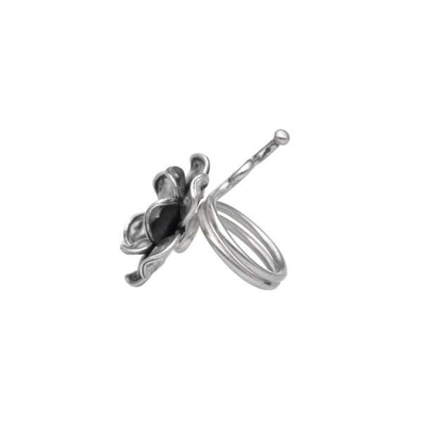ANILLO AJUSTABLE FLOR CON TALLO HECHO A MANO - Imagen 2
